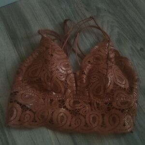 PB Orange Victoria Lace Bralette in Rust